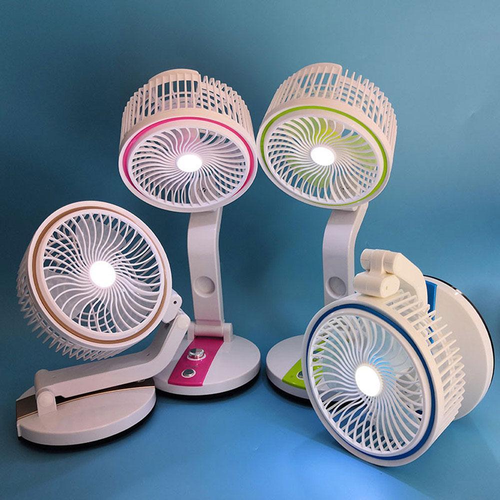 Rechargeable Folding Table Fan with Led Light- Portable & Perfect for Any Space