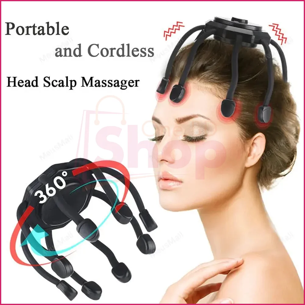 Portable & Cordless 360° Electric Head Massager – Deep Relaxation Hair & Stress Relief Device