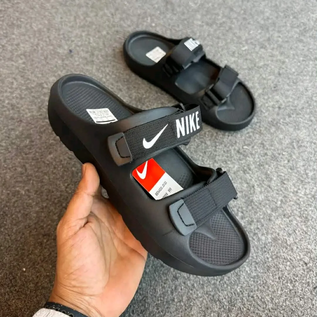 Black Nike Slides with Two Straps for Man